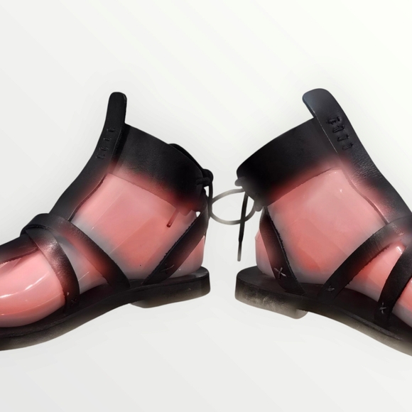 FREE PEOPLE Vacation Day Wrap Black Leather Gladiator Flat Sandals 38/8M - Picture 5 of 10